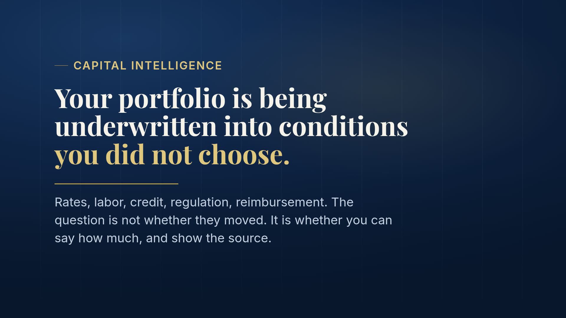 Capital Intelligence in sixty seconds