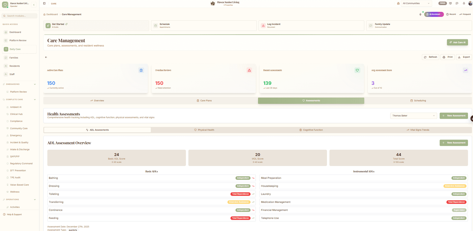 MDS / PDPM dashboard with category accuracy and Quality Measure reconciliation