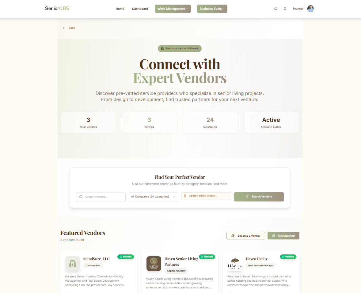 Vendor Module Introduction dashboard view